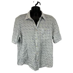 Faherty Movement Short Sleeve Shirt Wave Print Size XL Cotton Coastal Preppy